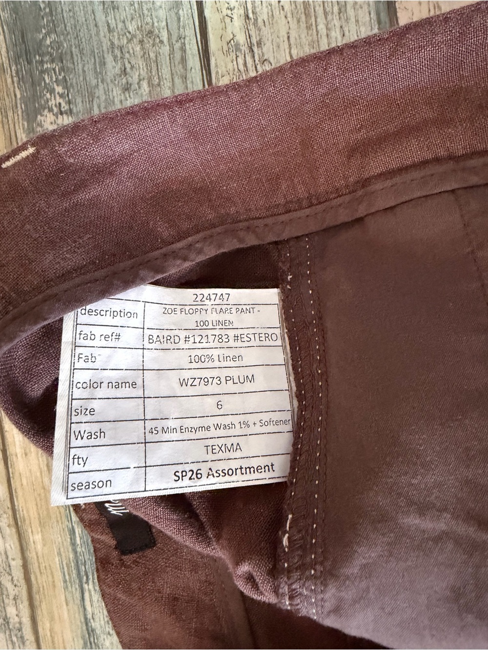 Madewell Zoe Floppy Wide-Leg Linen Pants in Dark Brown/White Stitching Size 6 - Picture 9 of 11